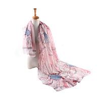 Women\'s Voile Rectangle Vintage Cute Work Casual Birds and Flowers Print Spring Summer Fall Winter All Seasons Scarf