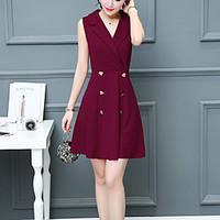womens going out simple a line dress solid peter pan collar above knee ...