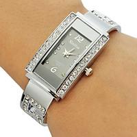 womens diamante rectangle dial alloy band bracelet watch assorted colo ...