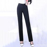 womens solid ol style black slim thin long suit pants plus size work