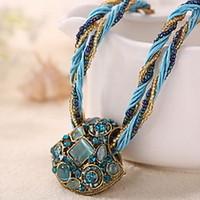 Women\'s Pendant Necklaces Gemstone Crystal Alloy Fashion Red Green Blue Light Blue Khaki Jewelry Casual 1pc