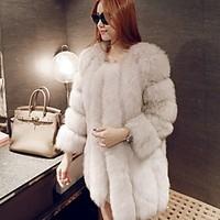 womens casualdaily simple fur coat solid long sleeve pink red white bl ...