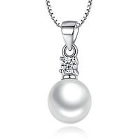 Women\'s Pendant Necklaces Imitation Pearl Platinum Plated Unique Design Silver Jewelry For Wedding Party Special Occasion Engagement 1pc