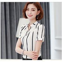 womens daily vintage summer blouse solid striped v neck short sleeve p ...