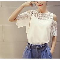 womens casual simple summer t shirt solid round neck short sleeve othe ...