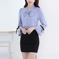 womens formal work simple sophisticated all seasons shirt solid shirt  ...