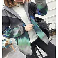 womens casualdaily simple spring fall trench coat print hooded long sl ...