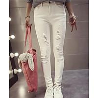 womens high waist strenchy skinny pants simple slim solid