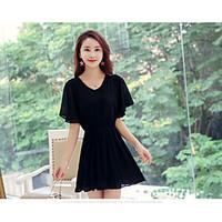 womens casualdaily simple skater dress solid v neck above knee short s ...