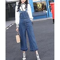 womens high waist micro elastic overalls pants cute relaxed solid