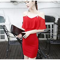 womens going out chiffon dress solid strap above knee short sleeve pol ...