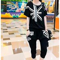 womens daily simple summer hoodie pant suits pattern round neck short  ...