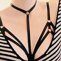 Women Harness Bra Cage Ultra Sexy Nightwear, Polyester Black