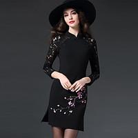 womens plus size going out chinoiserie a dress floral embroidered stan ...