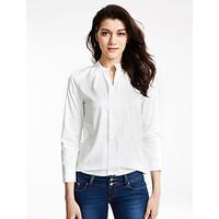 womens solid white shirt v neck long sleeve