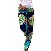 Women\'s Boho Casual Micro Elastic Medium Straight Pants (Cotton)