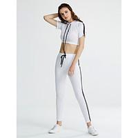 Women\'s Sports Active Spring / Summer T-shirt Pant Suits, Solid Round Neck Sleeveless Blue / White / Black Cotton / Polyester Medium