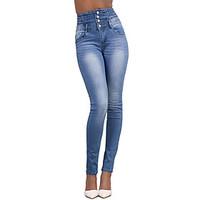 womens high rise micro elastic jeans pants simple street chic skinny s ...