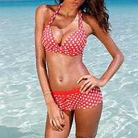 Women\'s Bandeau Bikini, Dot Polyester Pink Blue Black