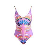 Women\'s Boho Nylon/Polyester Wireless Floral Halter One-pieces Swimwear