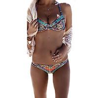 womens boho bandeau bikini floral polyester green