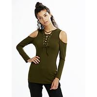 womens off the shoulderlace up going out sexy simple spring fall all m ...