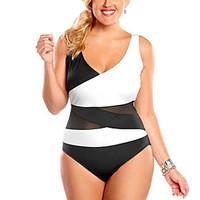 Women\'s Bandeau One-piece Color Block Push Up Polyester Color Block