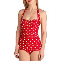 Women\'s Bandeau One-piece, Dot Polyester Blue / Red / Black