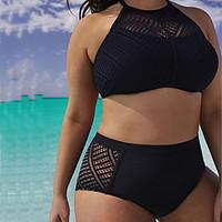 womens bandeau bikini solid wireless lace polyester black