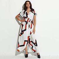 womens going out street chic swing dress print v neck maxi length slee ...