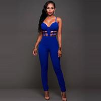 womens mid rise casualdaily club jumpsuits sexy simple skinny cut out  ...