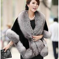 Women Faux Fur Scarf, Casual TriangleSolid