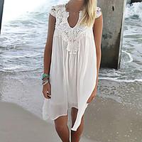 Women\'s Halter One-pieces / Cover-Ups , Tassels / Solid One-Pieces Chiffon / Lace White