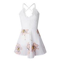 womens backless floral white jumpsuits sexy street chic deep v sleevel ...