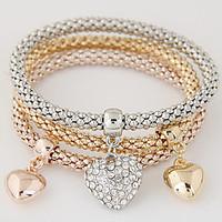 Women\'s Charm Bracelet Rhinestone Simulated Diamond Alloy Simple Style Fashion Heart Rainbow Jewelry 1set