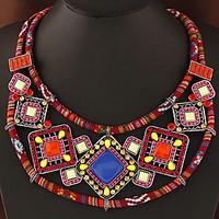 Women\'s Collar Necklace Gemstone Resin Alloy Geometric Bohemian Orange Green Jewelry Party Daily 1pc