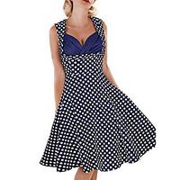 Women\'s Vintage 1950\'s Flower Print Retro Rockabilly Hepburn Pinup Cos Party Swing Dress