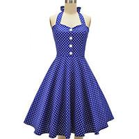 womens party vintage cute skater dress polka dot halter above knee sle ...