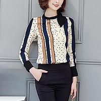 womens going out street chic shirt polka dot crew neck long sleeve bro ...