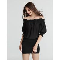 womens off the shoulder casualdaily street chic summer blouse solid bo ...