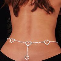 Women\'s Body Jewelry Belly Chain Body Chain Rhinestone Simulated Diamond Unique Design Fashion Sexy Heart Jewelry White JewelryDaily