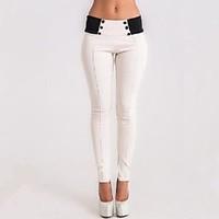 womens color block slim fashion all match skinny pencil pants work cas ...