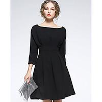 womens going out vintage sheath little black dress solid boat neck abo ...