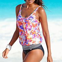 Women\'s Boho Halter Tankini, High Rise Polyester Black