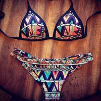 womens boho bandeau bikinis color block adjustablepadded bras nylonspa ...