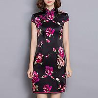 womens plus size going out sophisticated sheath dress print split stan ...