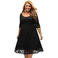 womens lace casualdaily formal simple loose dress solid u neck above k ...