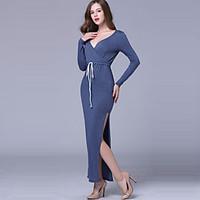 womens casualdaily holiday sexy simple frenum sheath dresssolid v neck ...