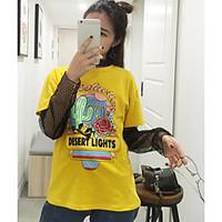 womens casualdaily simple spring summer t shirt print patchwork round  ...