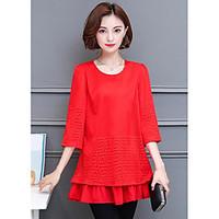 womens casualdaily simple t shirt solid round neck length sleeve cotto ...